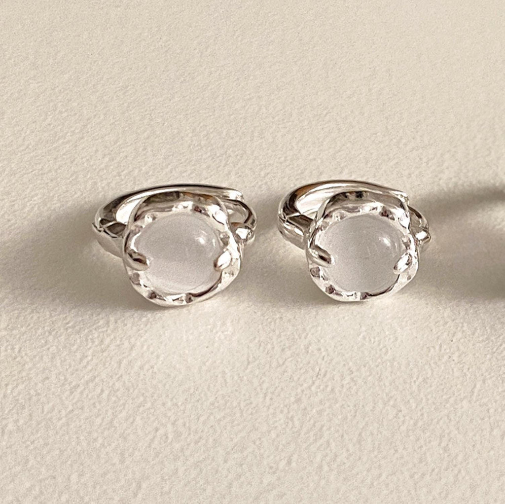 Gemstone Crown Huggie Earrings