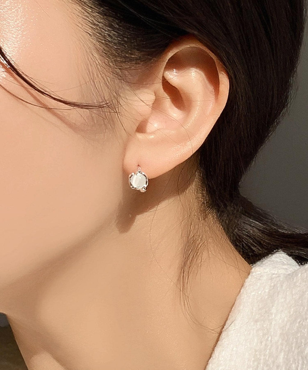 Gemstone Crown Huggie Earrings