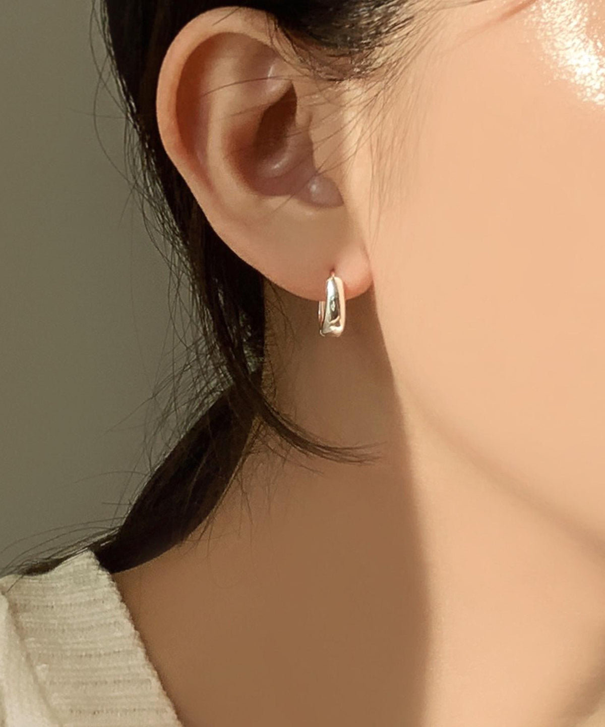 Chunky Oval Huggie Earrings