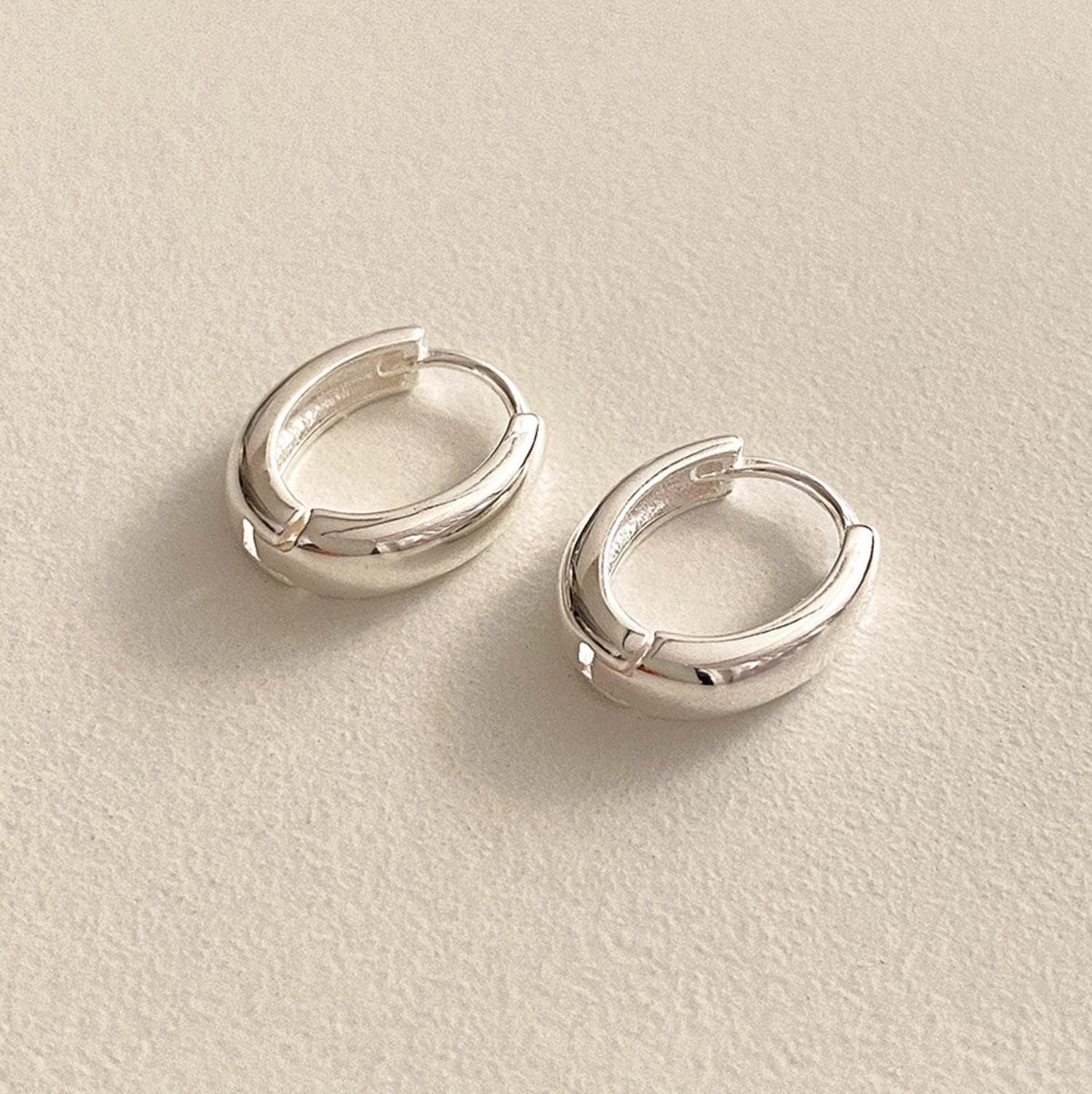 Chunky Oval Huggie Earrings