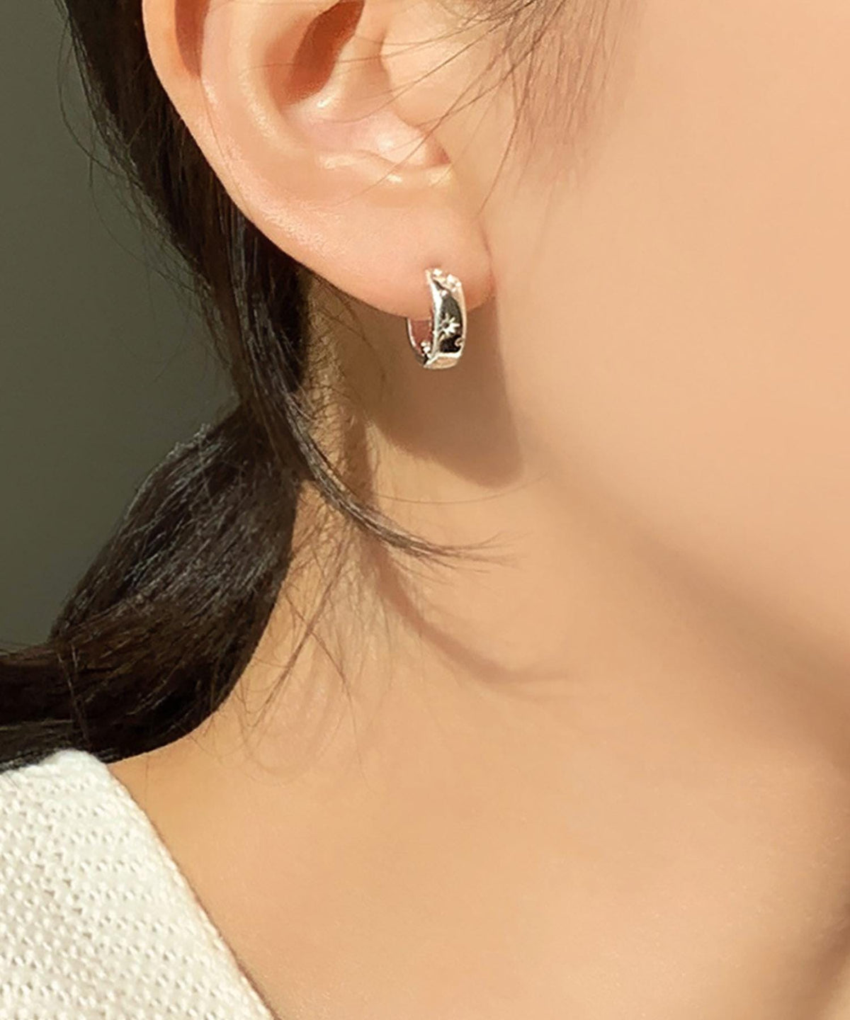 Star Cubic Zirconia Huggie Earrings