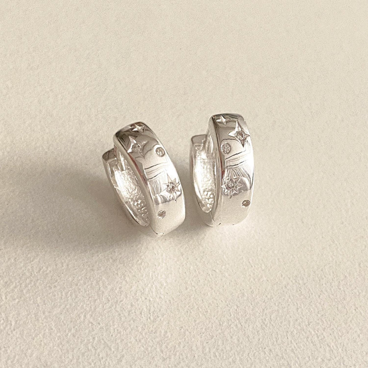 Star Cubic Zirconia Huggie Earrings