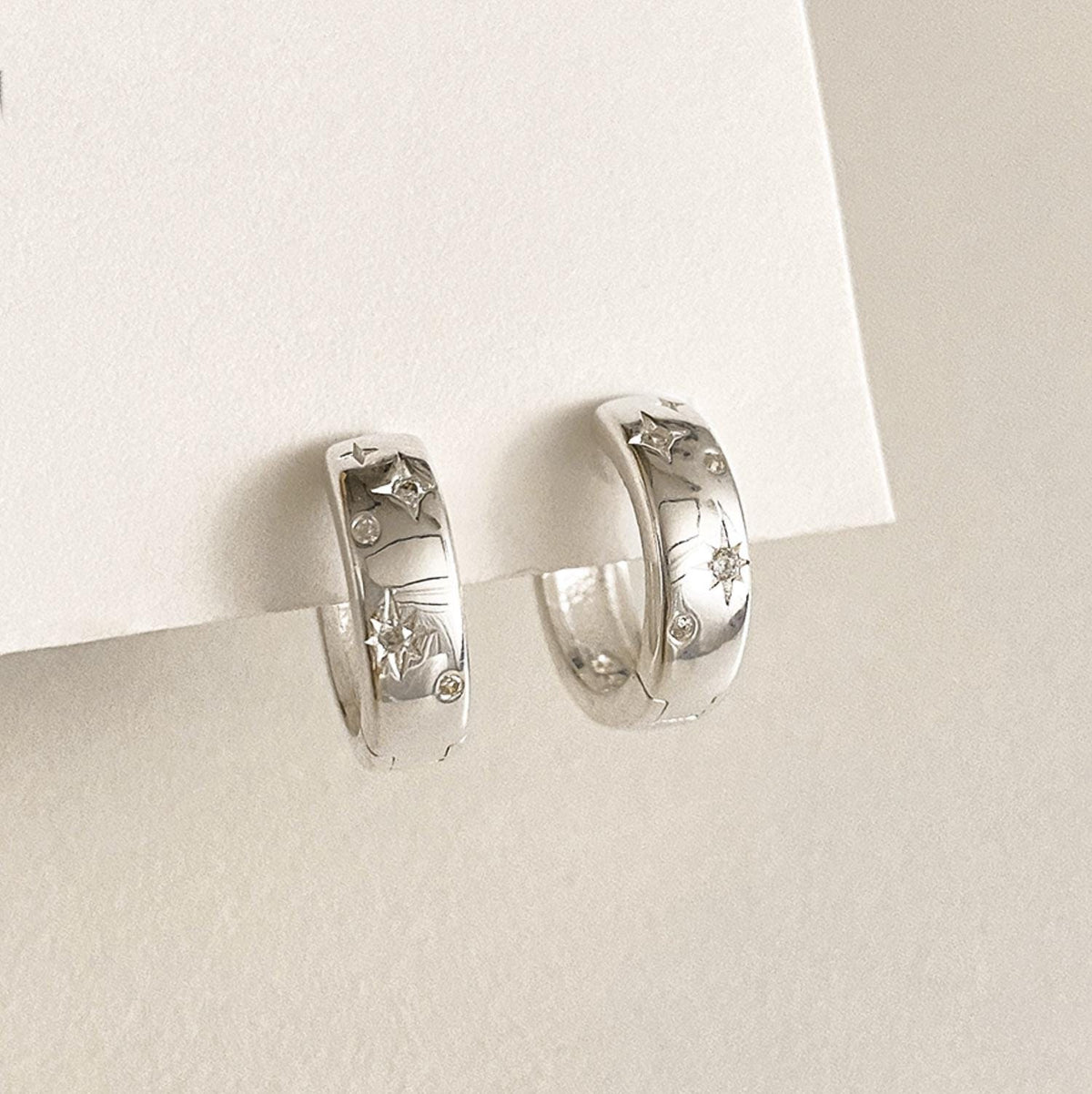 Star Cubic Zirconia Huggie Earrings