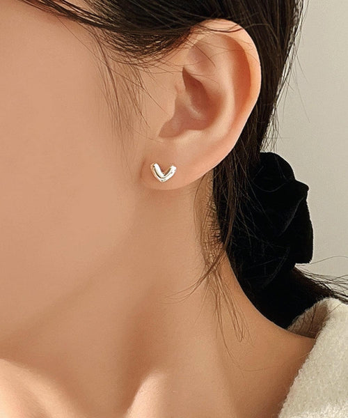 Abstract Heart V Shape Stud Earrings