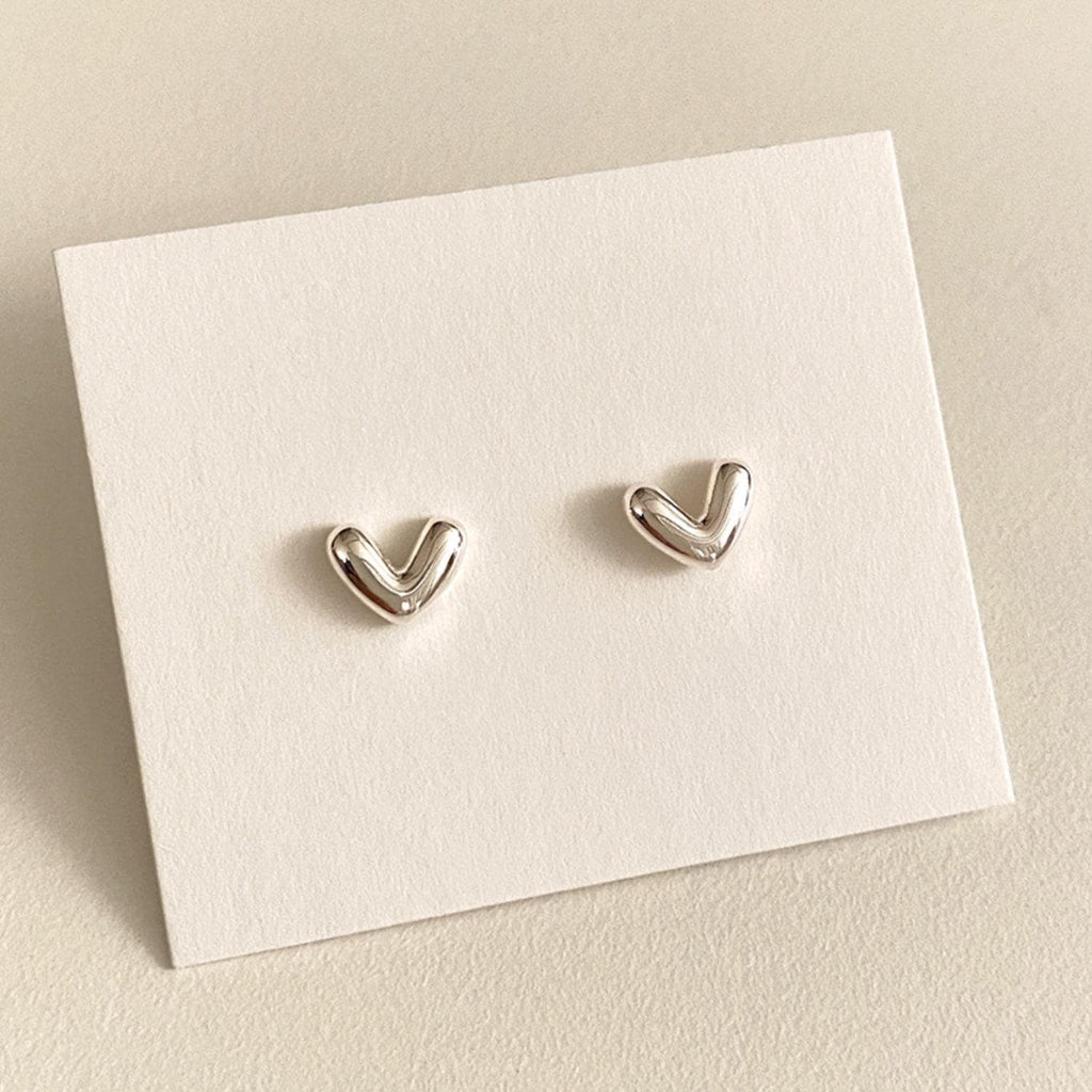 Abstract Heart V Shape Stud Earrings