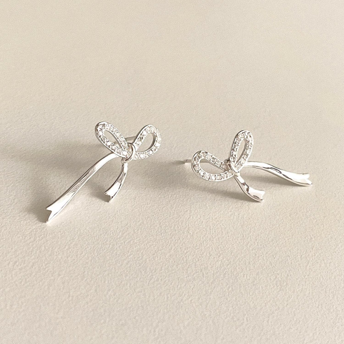 Sparkly Ribbon Stud Earrings