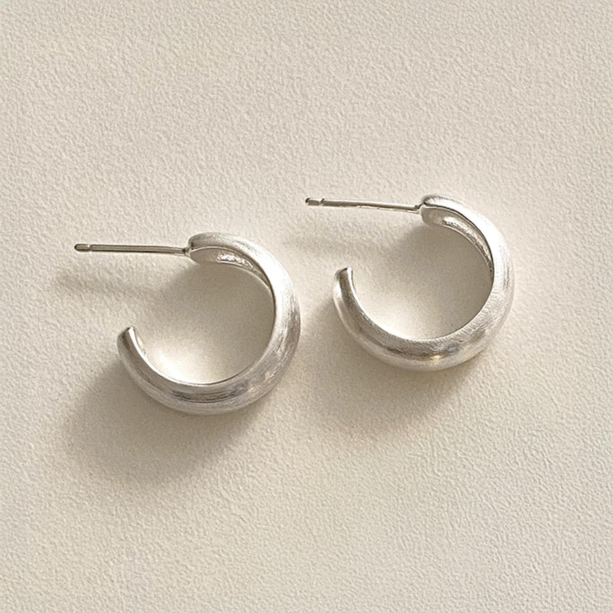 Chunky Matte Silver Dome Hoops
