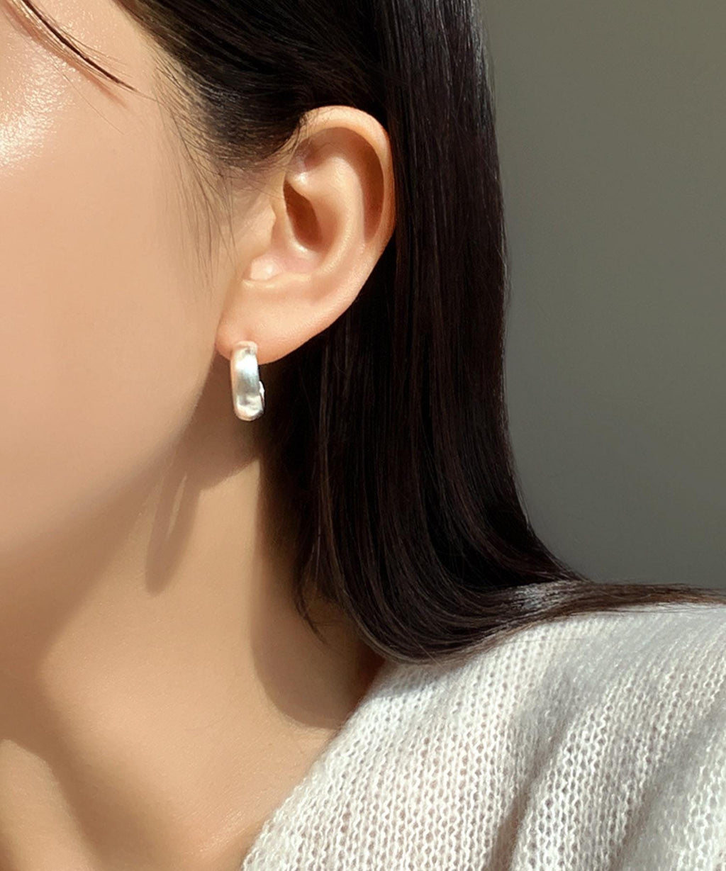 Chunky Matte Silver Dome Hoops