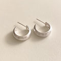 Chunky Matte Silver Dome Hoops