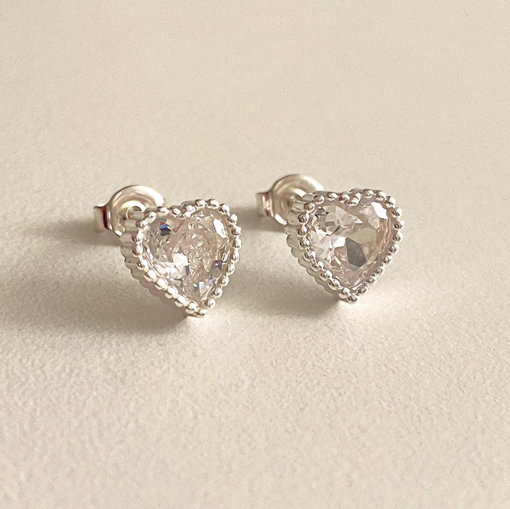 Heart Solitaire Stud Earrings