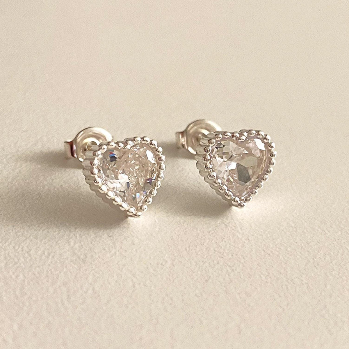 Heart Solitaire Stud Earrings