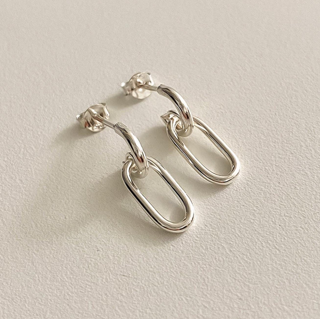 Sleek Link Drop Earrings