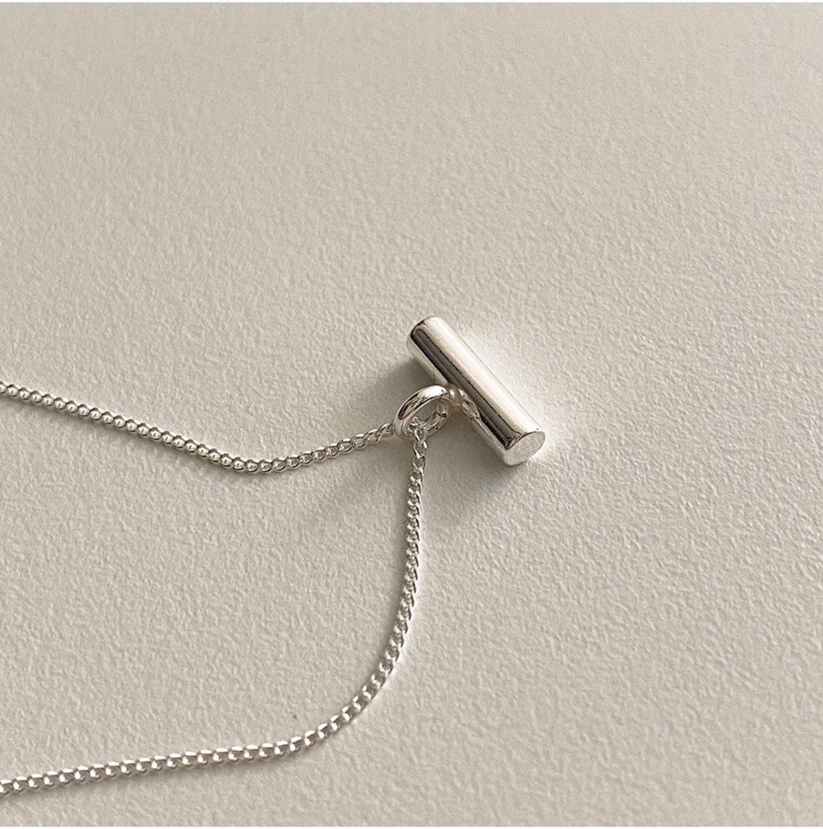 Minimal Silver Bar Pendant Necklace
