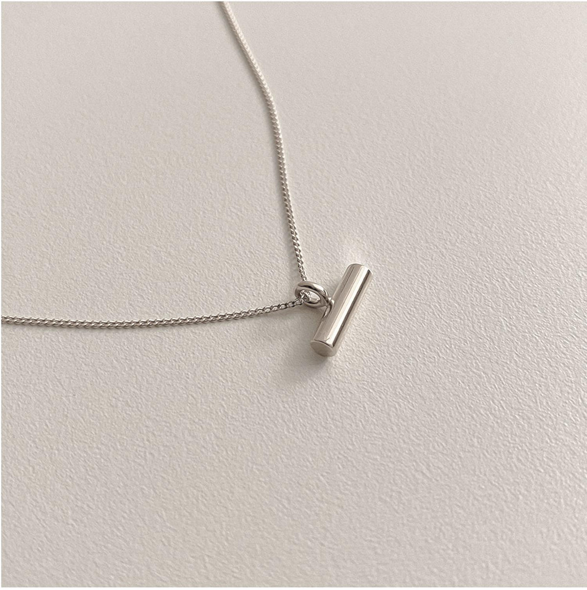 Minimal Silver Bar Pendant Necklace