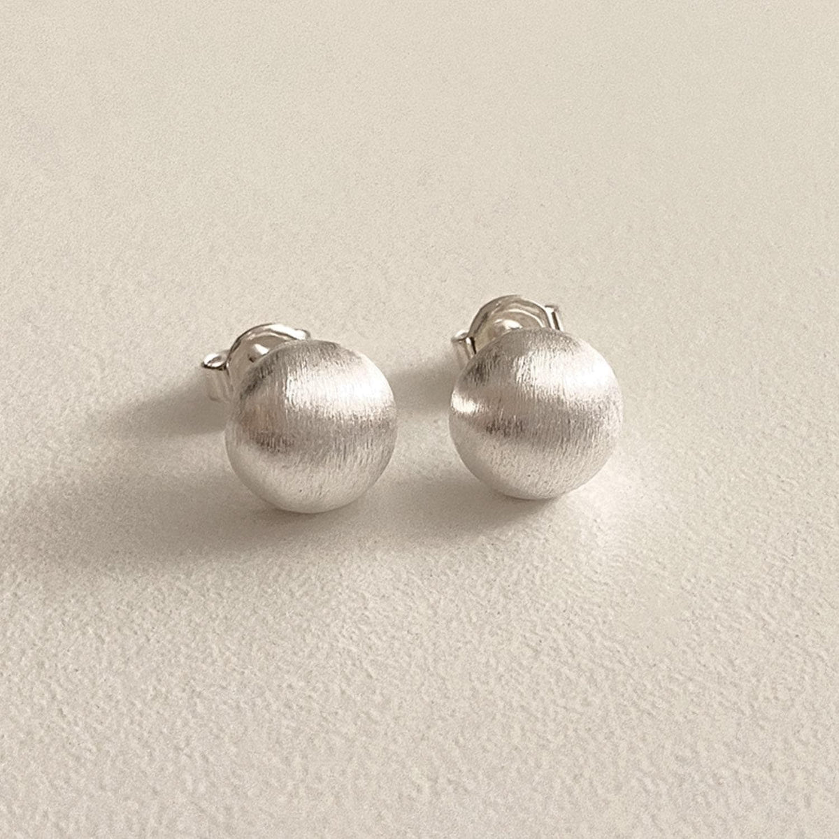 Brushed Domed Silver Stud Earrings