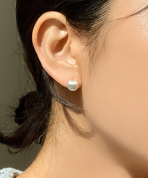 Brushed Domed Silver Stud Earrings