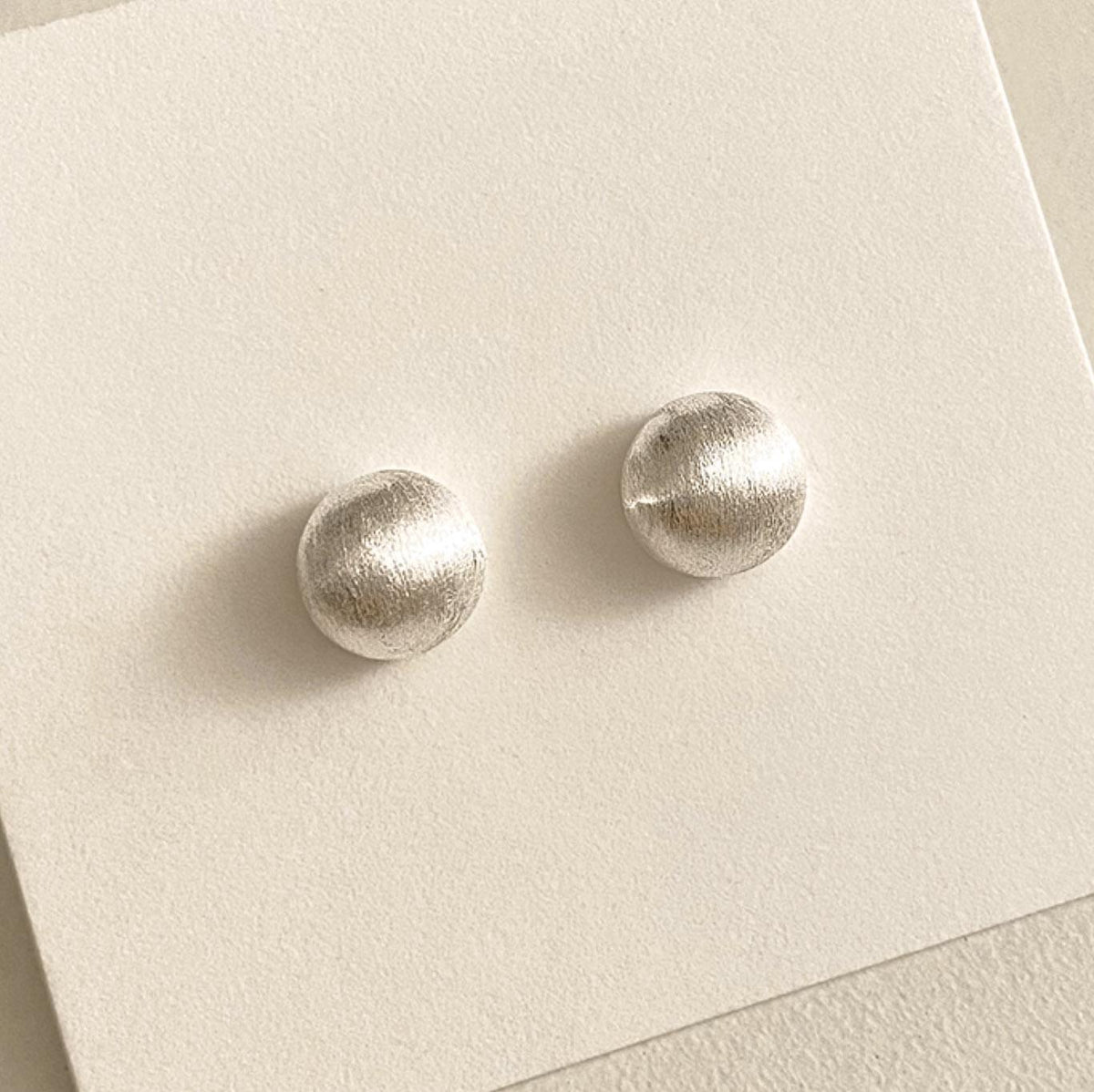 Brushed Domed Silver Stud Earrings