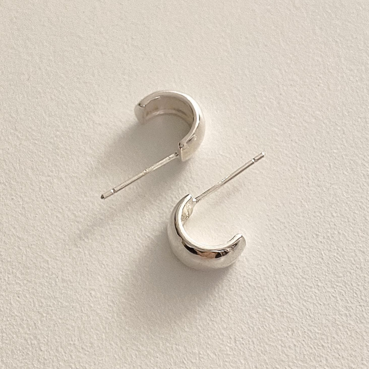 Curved Half Dome Silver Stud Earrings