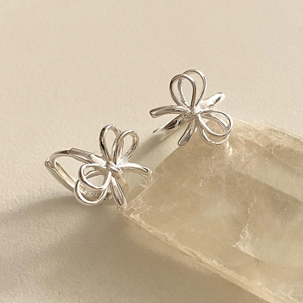 Ribbon Bow Huggie Earrings