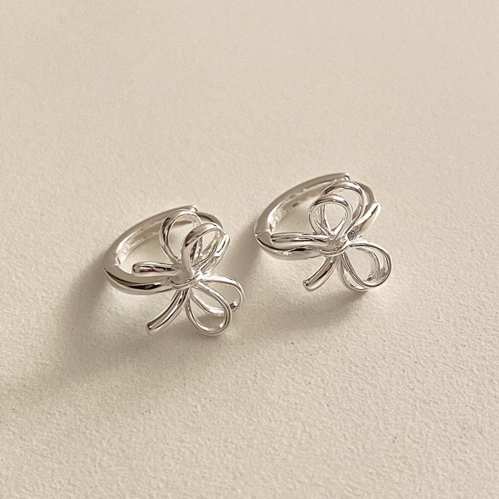Ribbon Bow Huggie Earrings