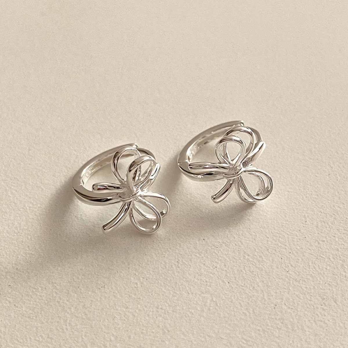 Ribbon Bow Huggie Earrings