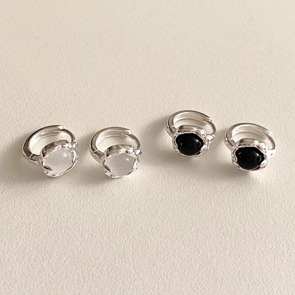 Gemstone Crown Huggie Earrings