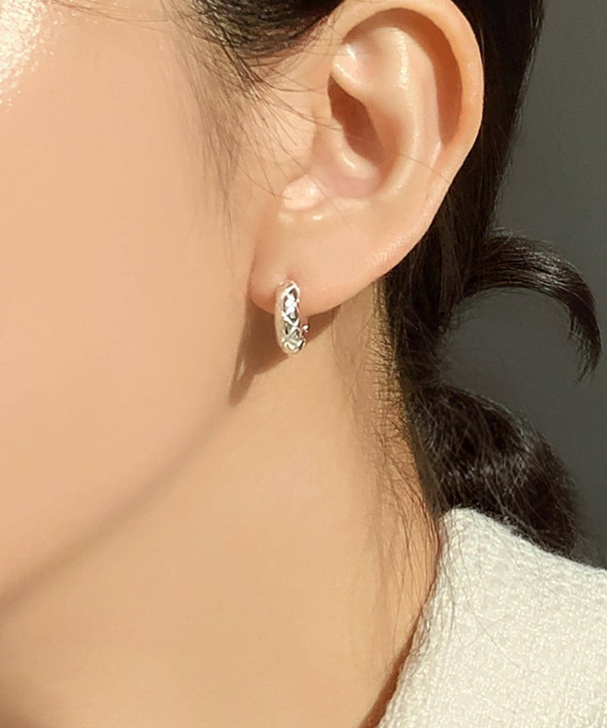 Bold Woven Texture Huggie Earrings