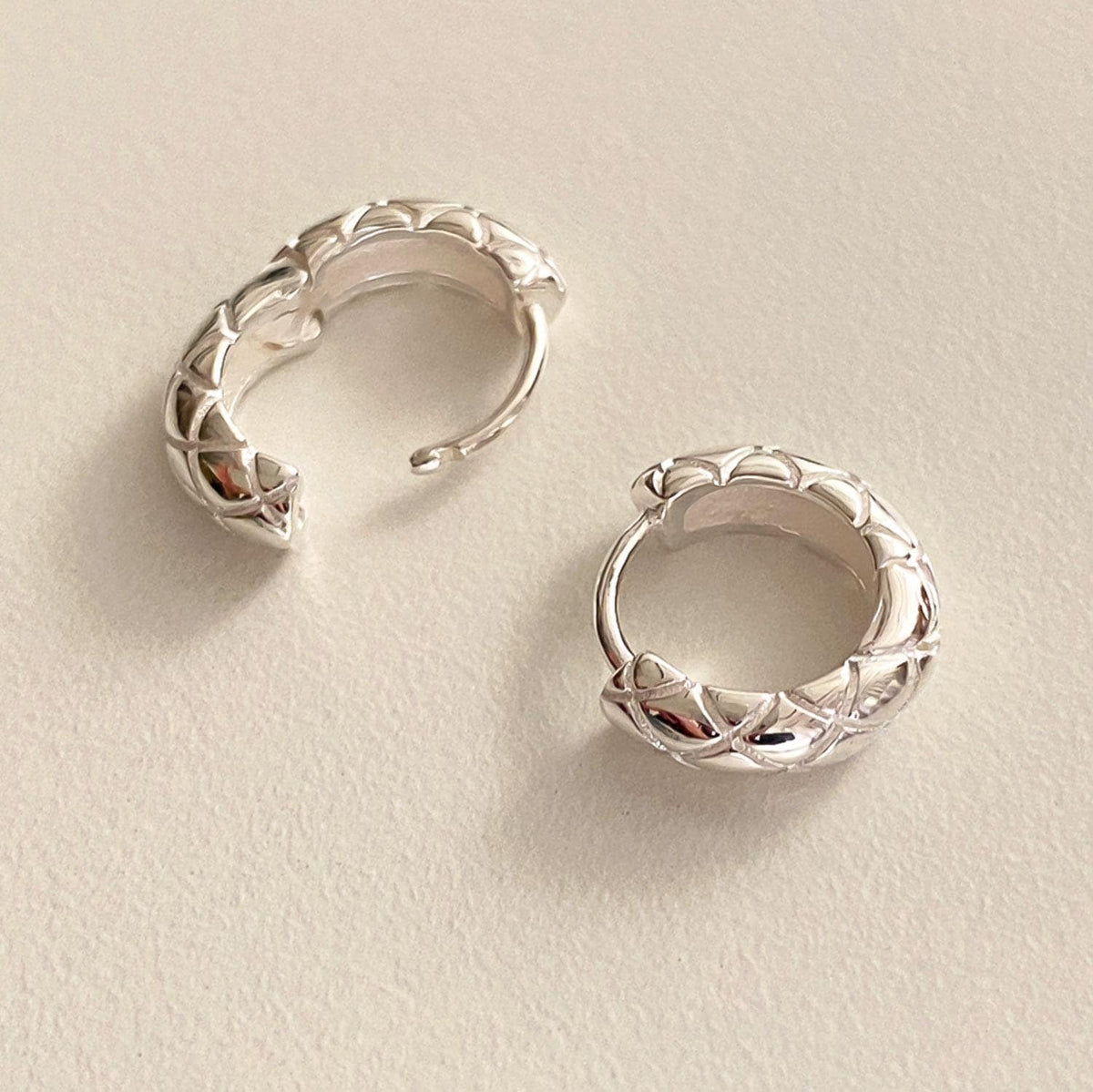Bold Woven Texture Huggie Earrings