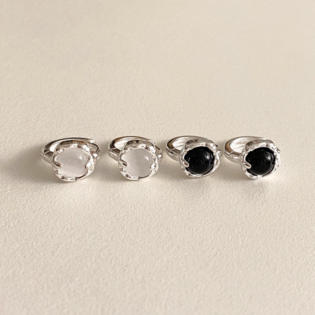 Gemstone Crown Huggie Earrings