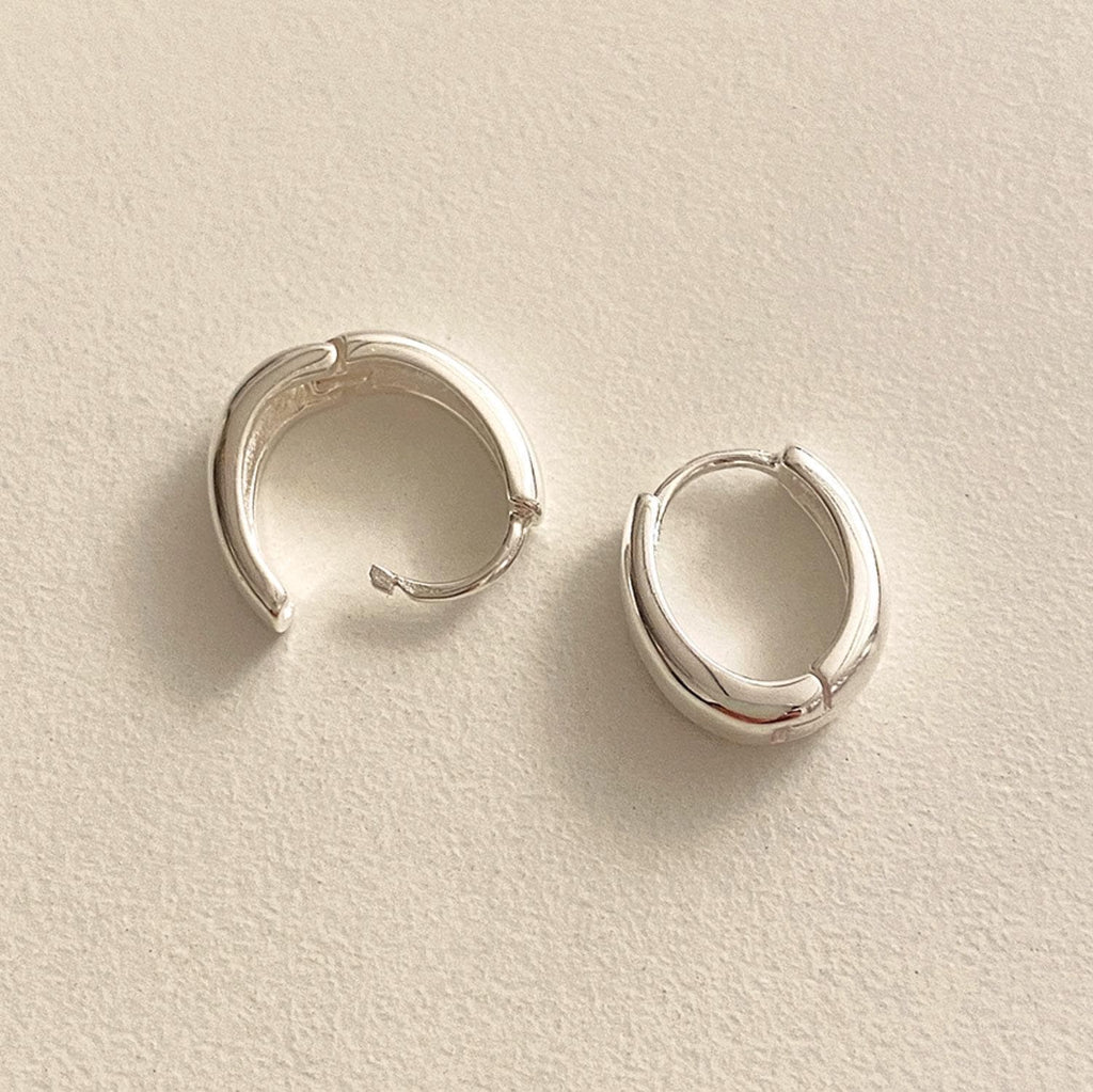 Chunky Oval Huggie Earrings