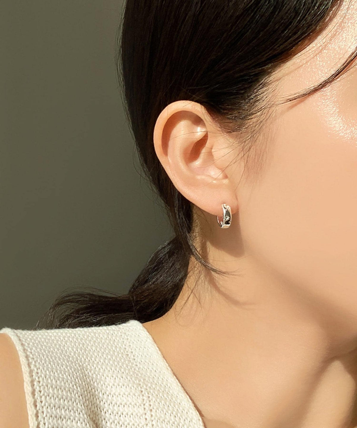 Star Cubic Zirconia Huggie Earrings