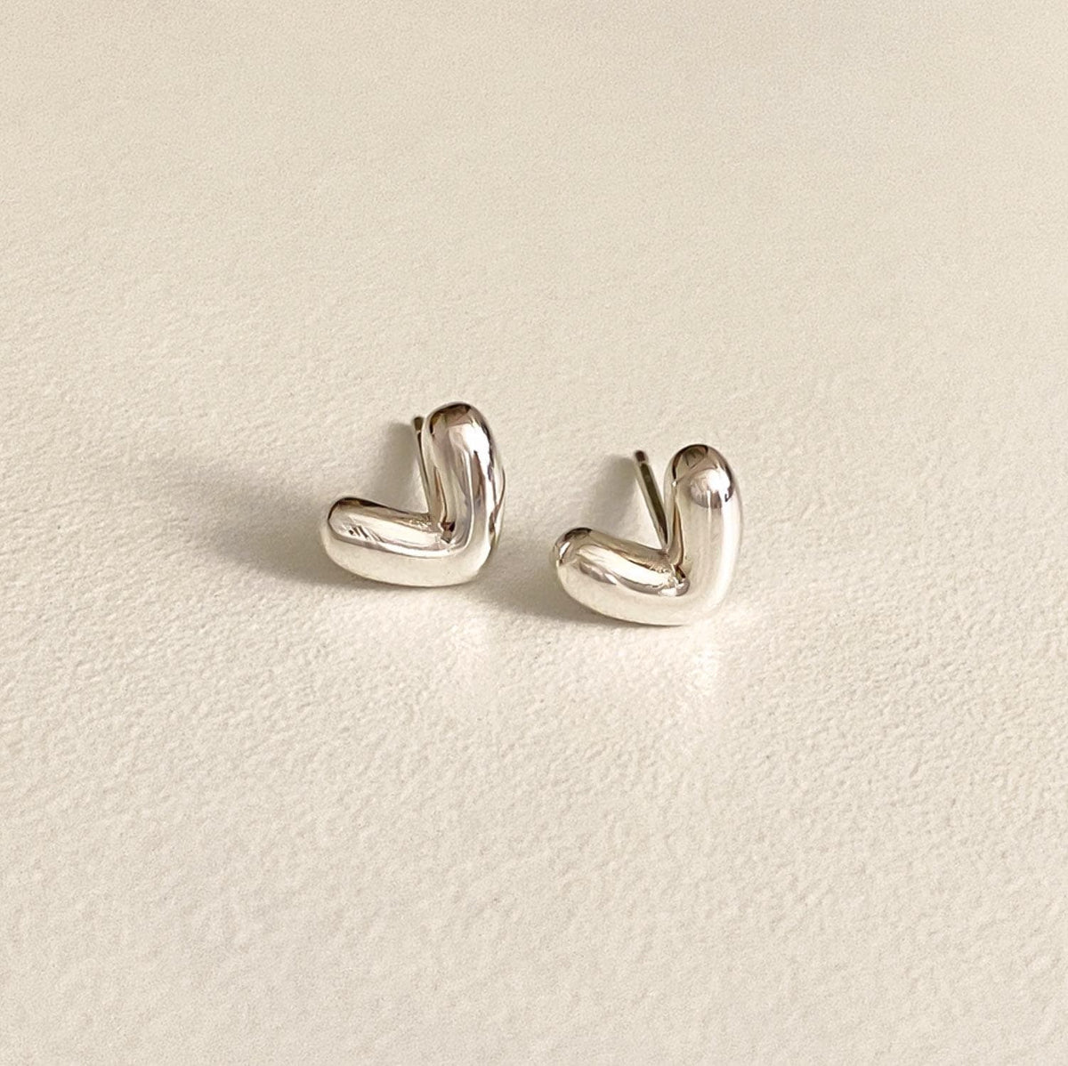 Abstract Heart V Shape Stud Earrings