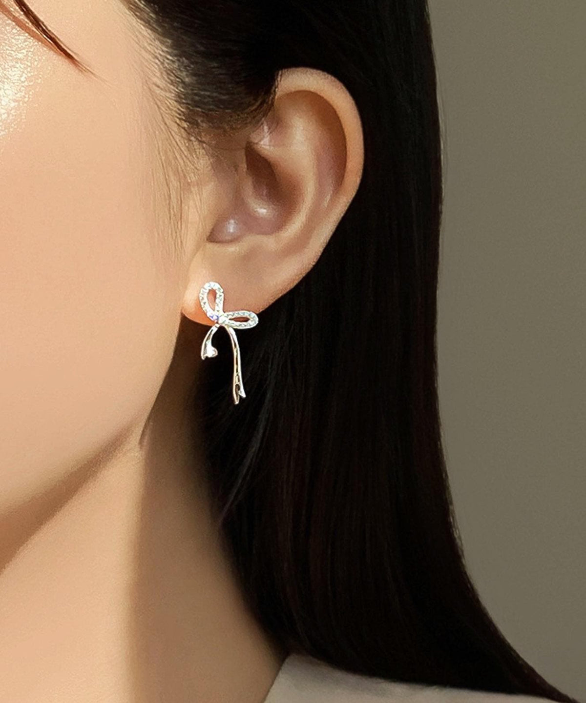 Sparkly Ribbon Stud Earrings