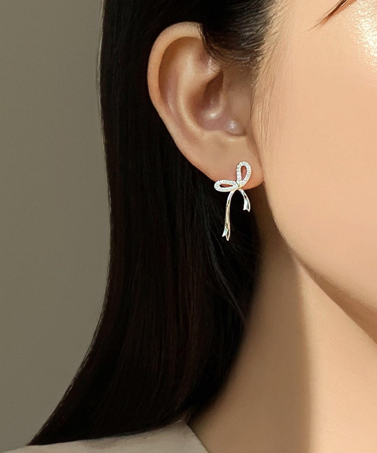 Sparkly Ribbon Stud Earrings