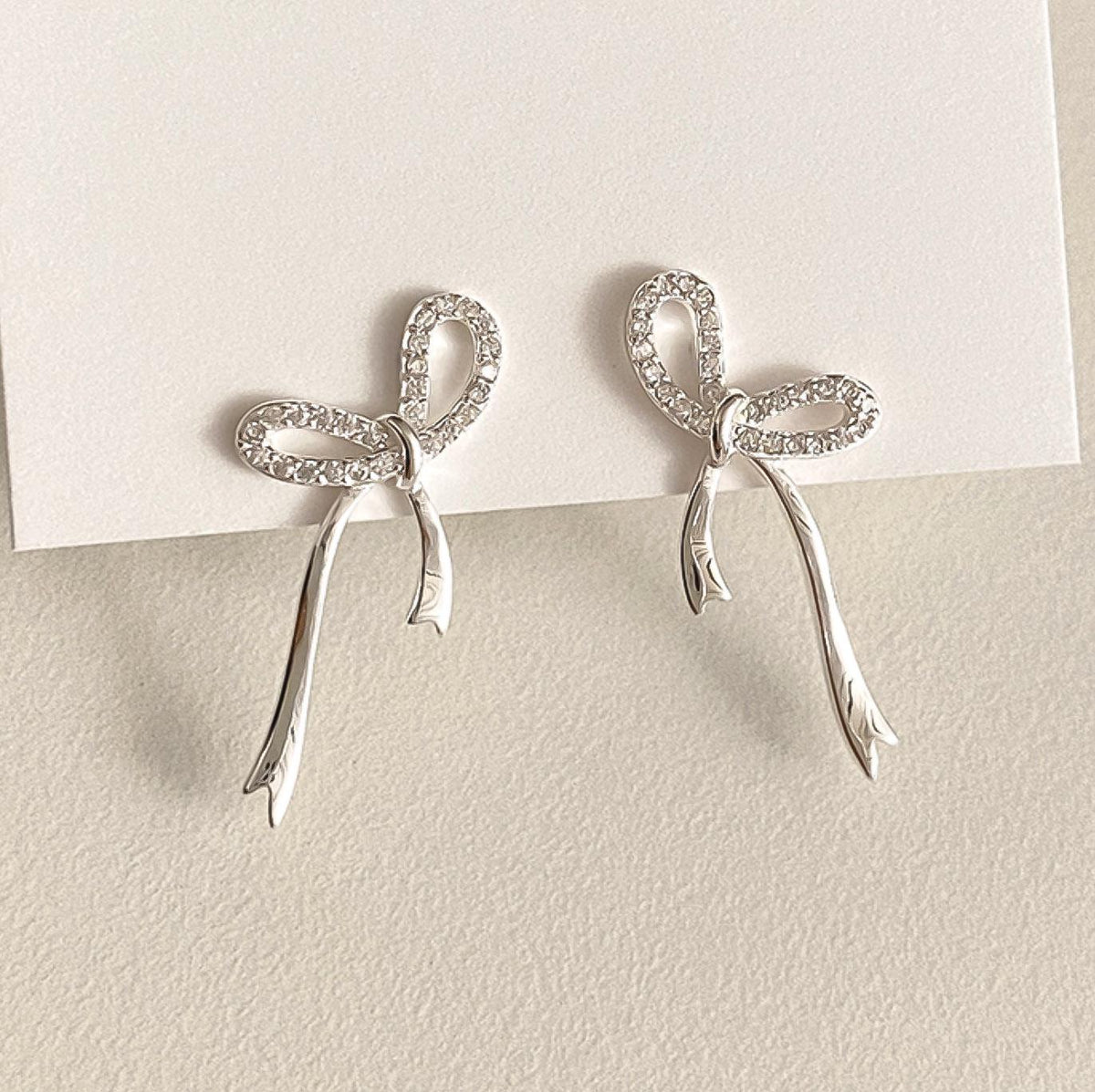 Sparkly Ribbon Stud Earrings