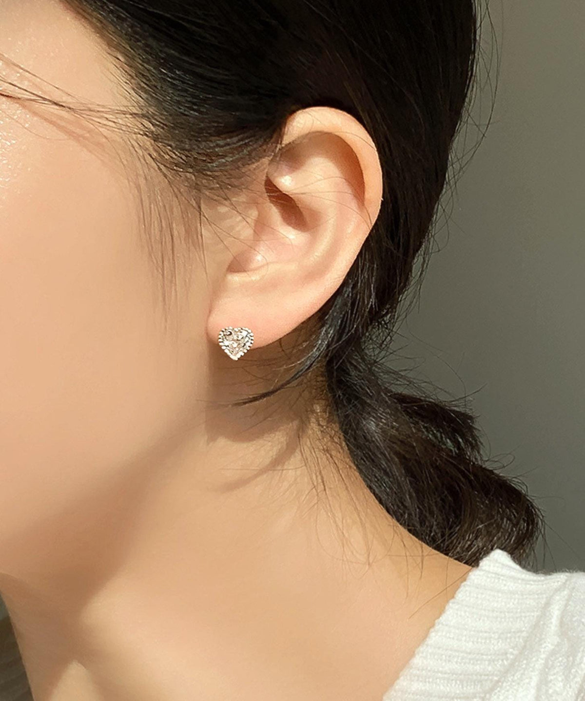 Heart Solitaire Stud Earrings