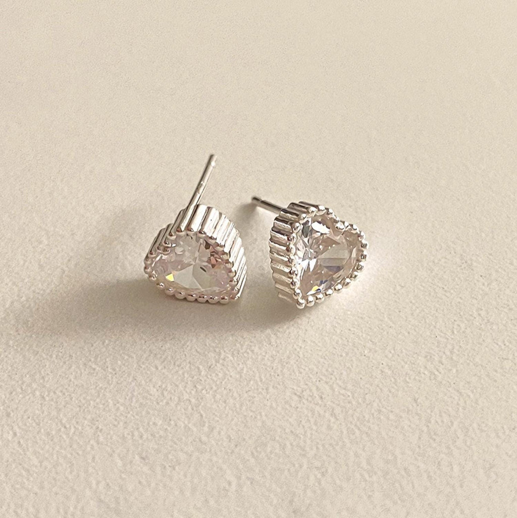 Heart Solitaire Stud Earrings