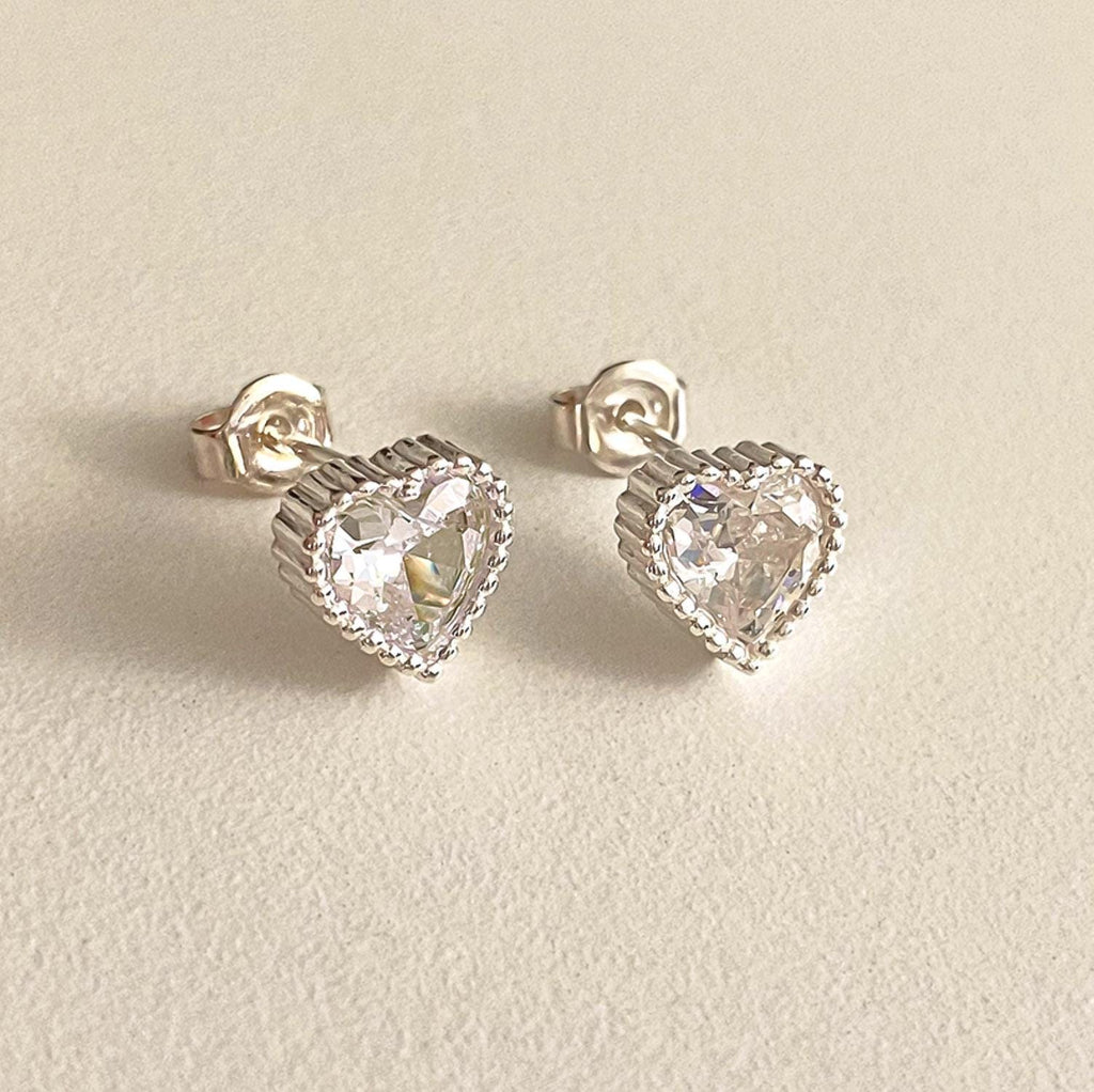 Heart Solitaire Stud Earrings