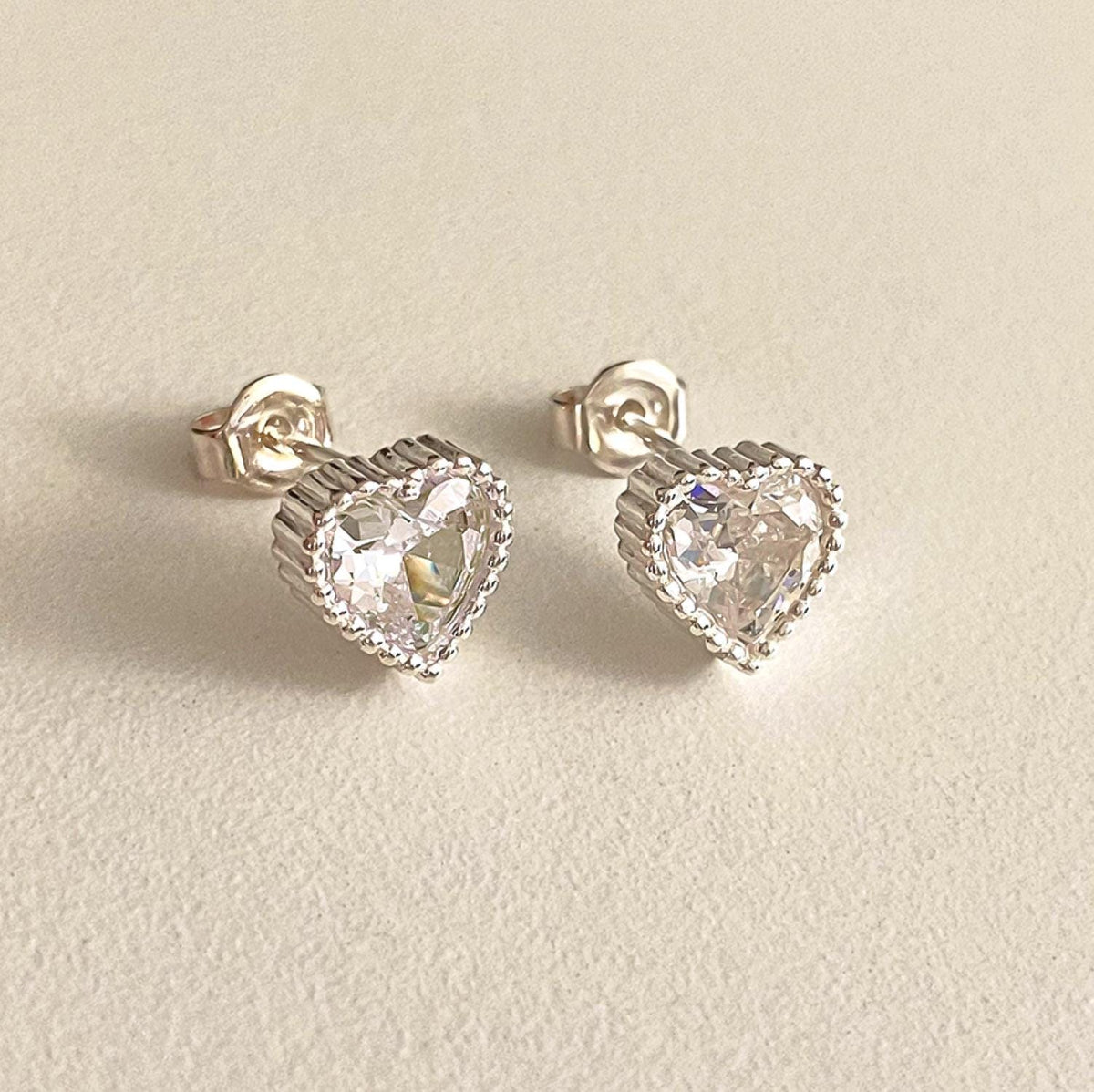 Heart Solitaire Stud Earrings