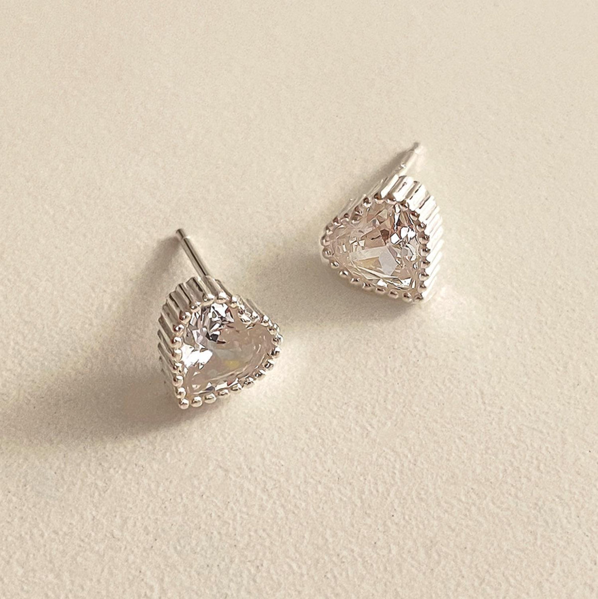 Heart Solitaire Stud Earrings