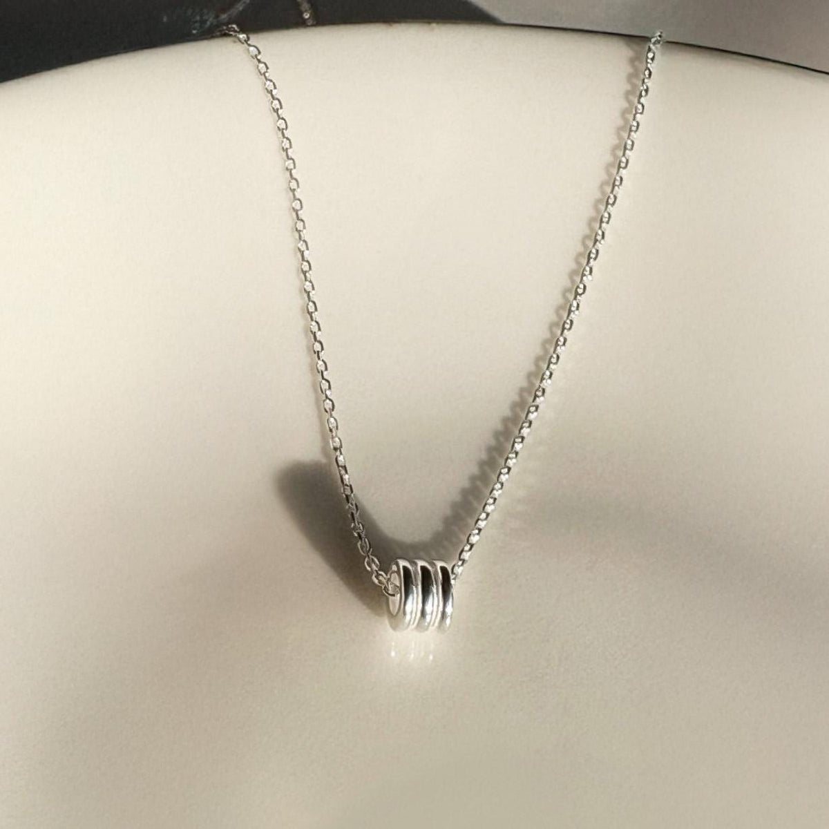 Triple Silver Ring Pendant Necklace