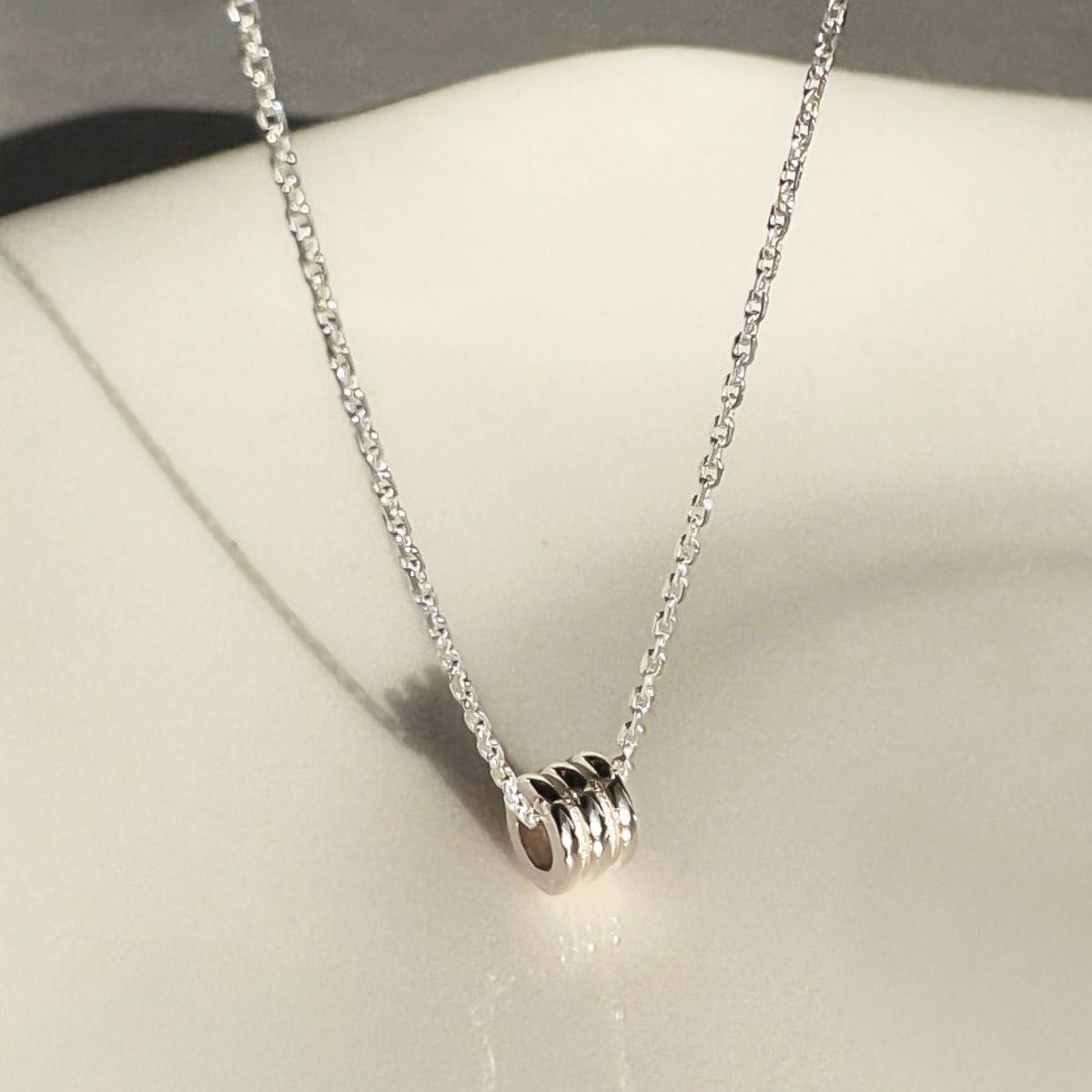 Triple Silver Ring Pendant Necklace