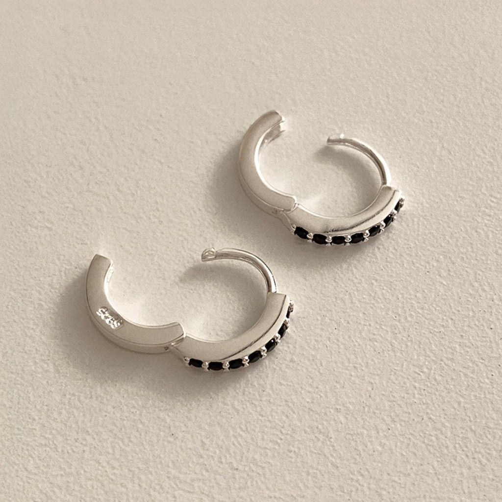 Black CZ Huggie Earrings