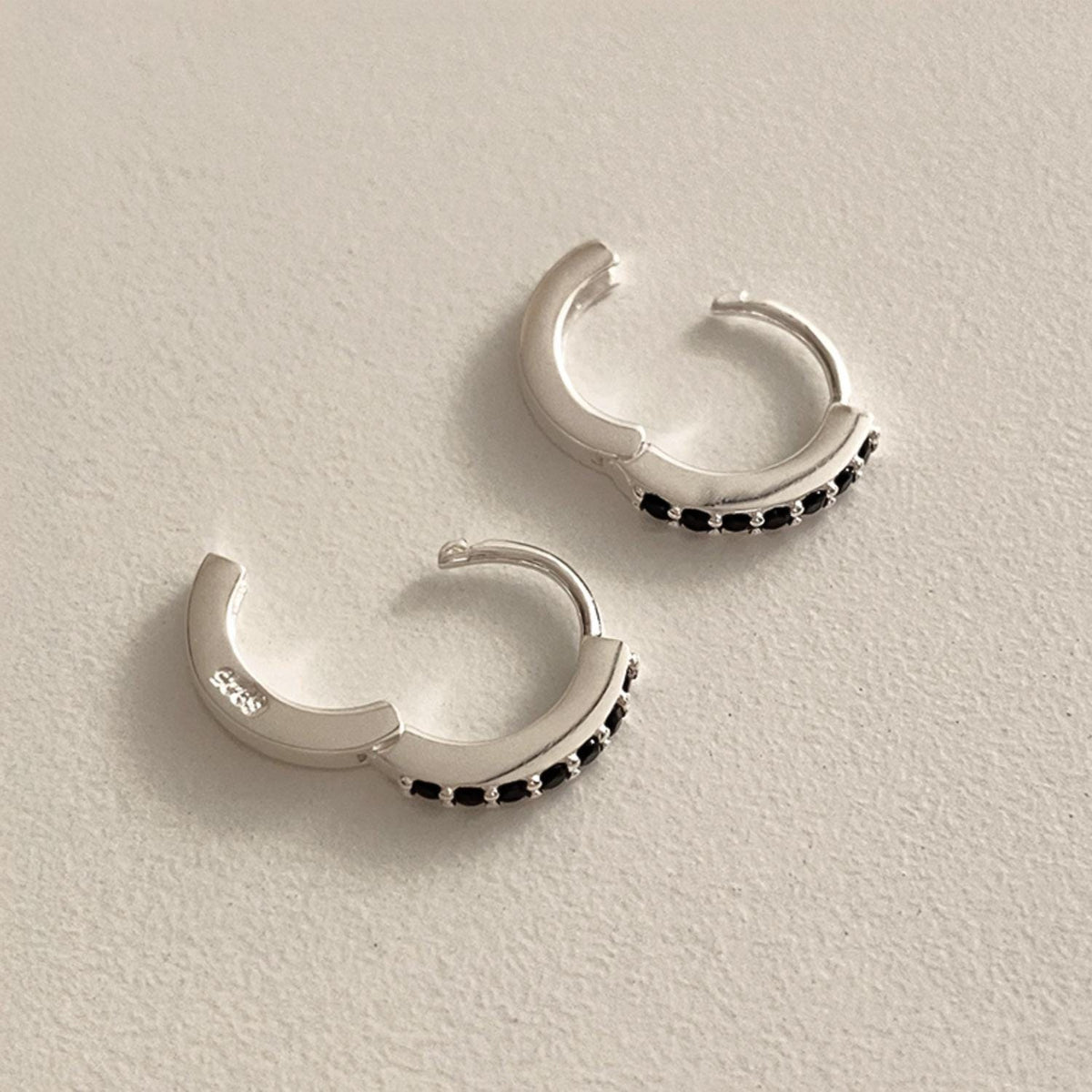 Black CZ Huggie Earrings