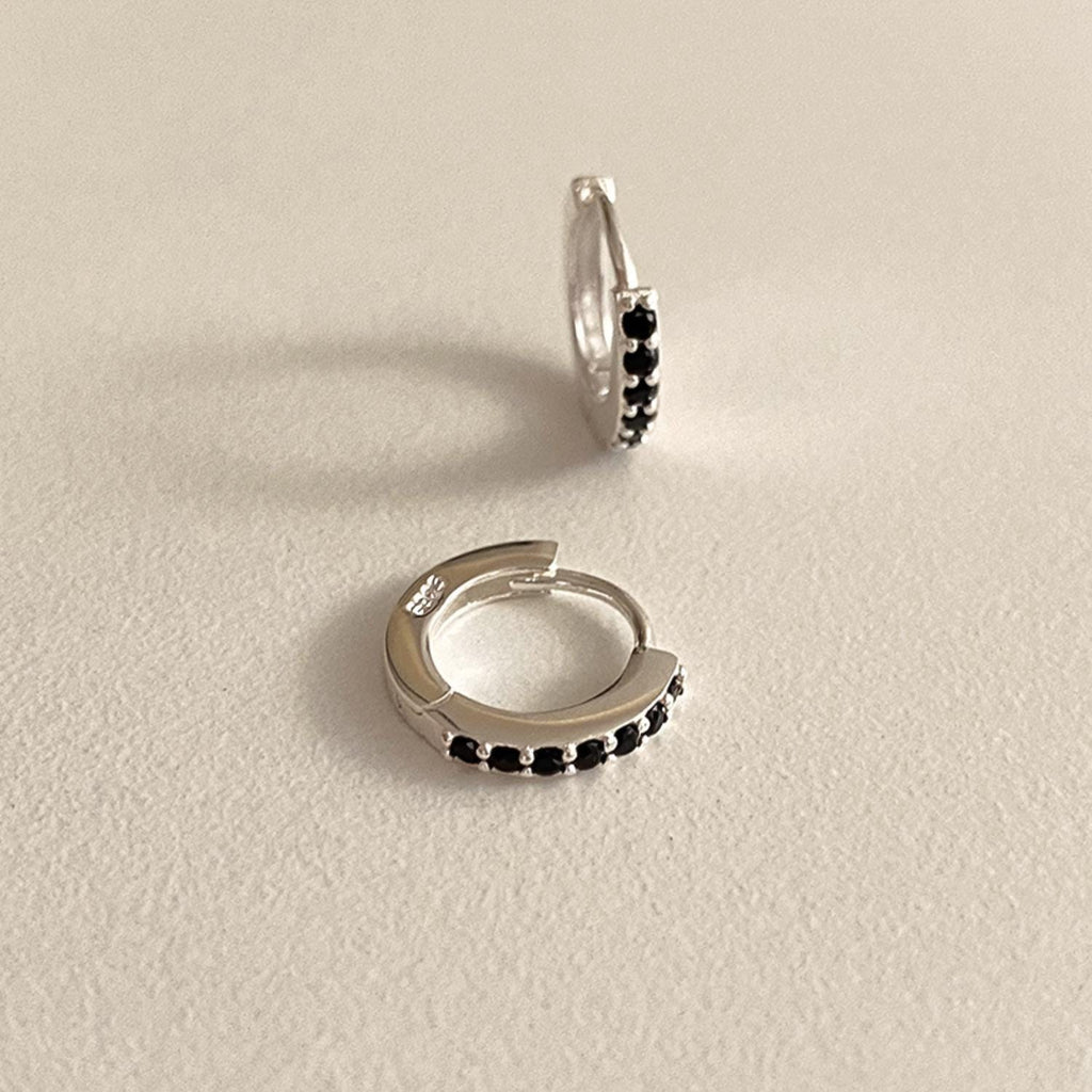 Black CZ Huggie Earrings