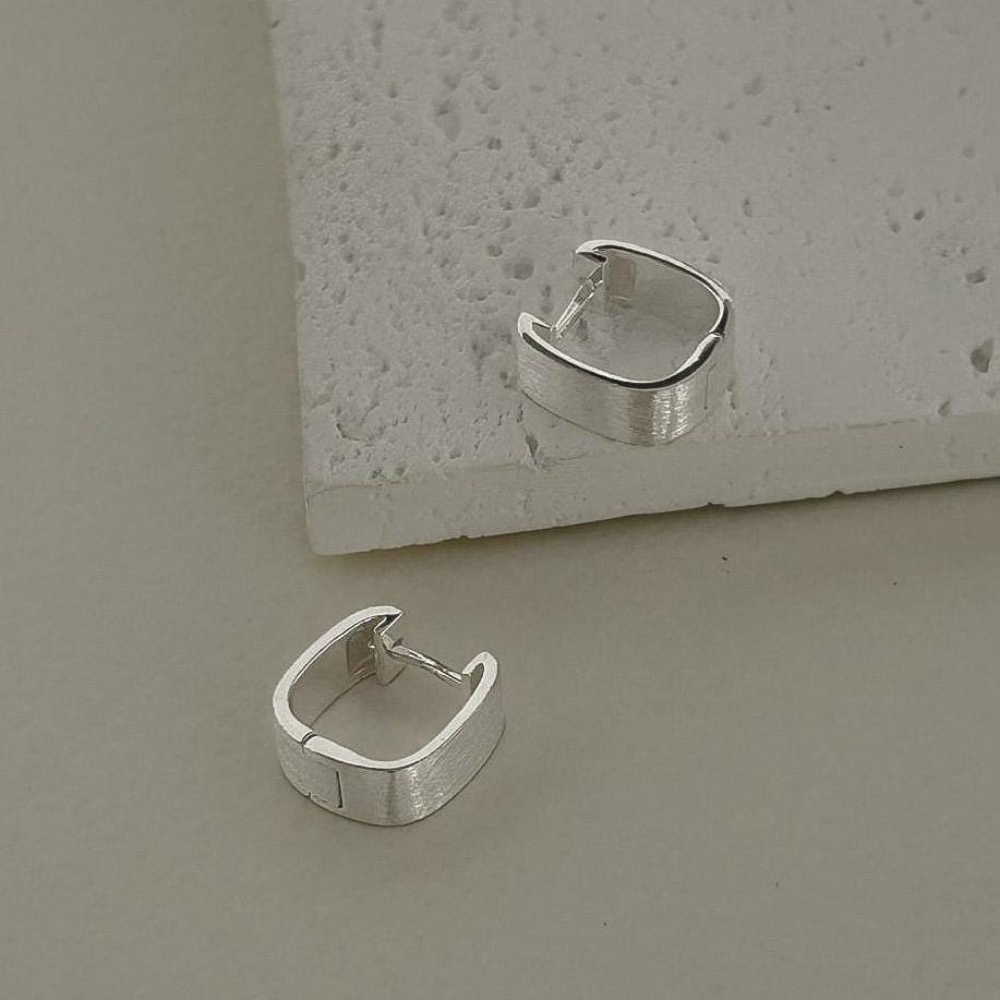 Rounded Square Matte Huggie Earrings