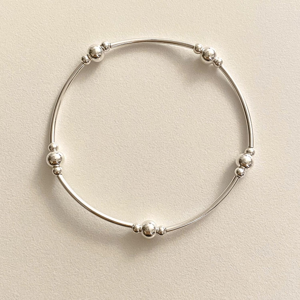 Elastic Silver Ball Beaded Bracelet