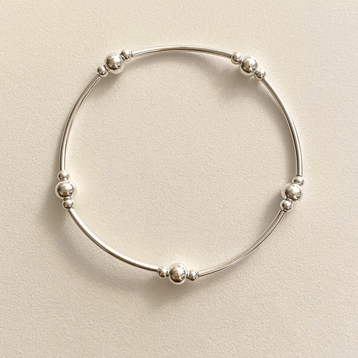 Elastic Silver Ball Beaded Bracelet