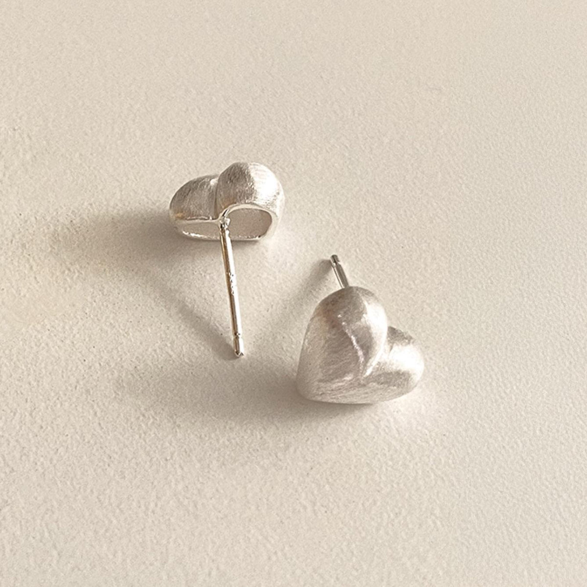 Matte Puffy Heart Stud Earrings
