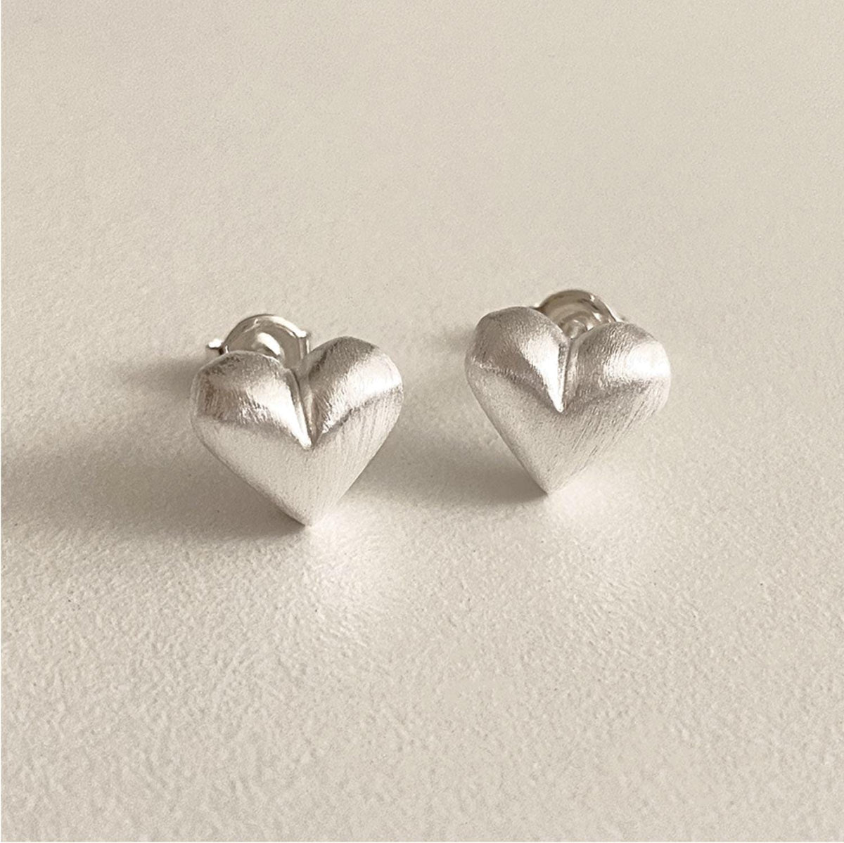 Matte Puffy Heart Stud Earrings